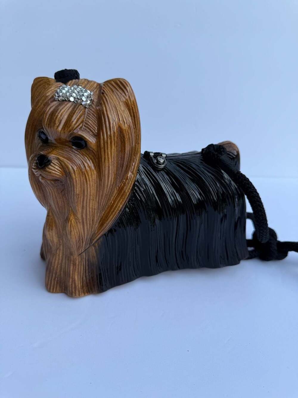 Timmy Woods Beverly Hills Yorkshire Terrier Dog Wooden Handbag